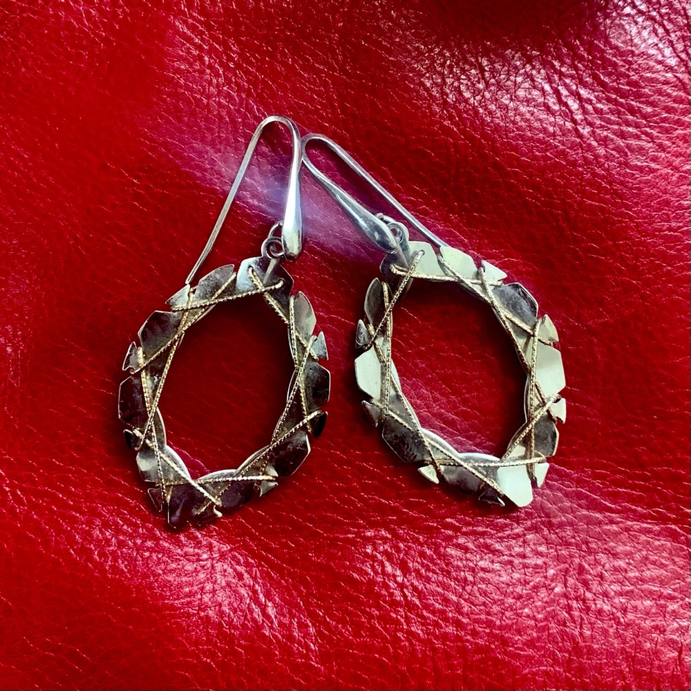 Sterling silver earrings with gold accents